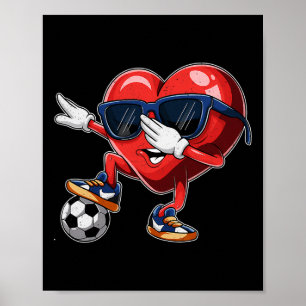 Poster La Saint-Valentin Cœur Dabbing Cœur Joueur Footbal