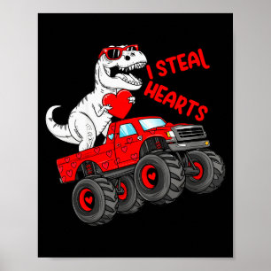 Poster La Saint-Valentin des enfants T Rex conduisant un