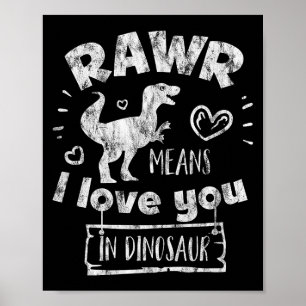 Poster La Saint-Valentin T-rex Rawr Signifie Je T'aime En