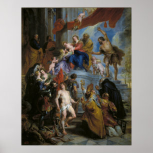 Poster La Sainte Famille entourée de Saints