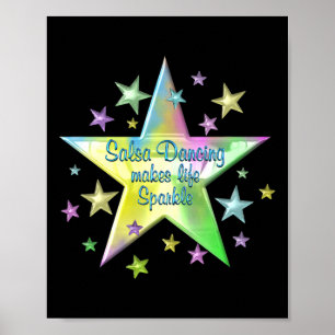 Poster La Salsa Danser Fait La Vie Étincelante Étoiles