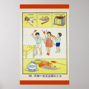 Poster La santé publique, bataille vole, Taïwan 1959