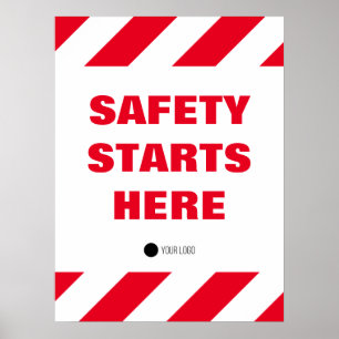 Poster La Sécurité Commence Ici Citation Rouge Blanc Au T