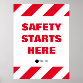 Poster La Sécurité Commence Ici Citation Rouge Blanc Au T