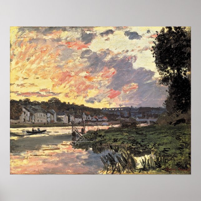 Poster La Seine à Bougival le soir (1870) (Devant)