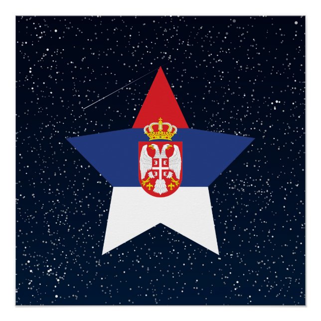 Poster La Serbie - Étoile Drapeau Dans L'Espace (Devant)