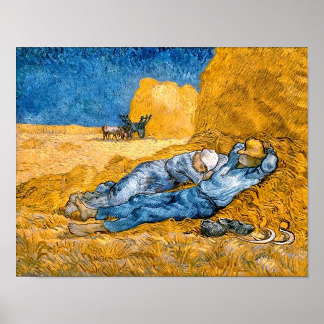 Poster La Siesta (1890) Wheatfield Van Gogh Art classique (Devant)