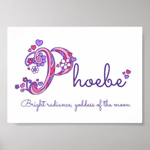 Poster La signification du nom Phoebe avec initiale P et