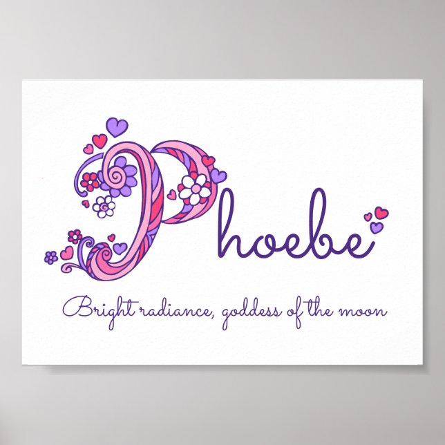 Poster La signification du nom Phoebe avec initiale P et  (Devant)