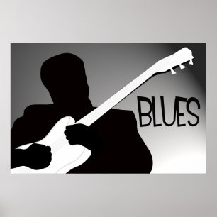 Poster La silhouette du joueur de bleus avec un