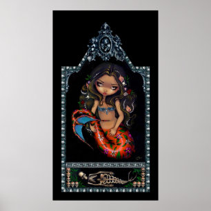 Poster La Sirena mermaid jour des morts Art Print