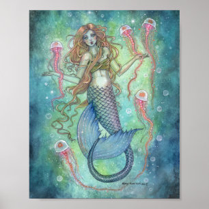 Poster La sirène des gelées et l'art Imaginaire de méduse