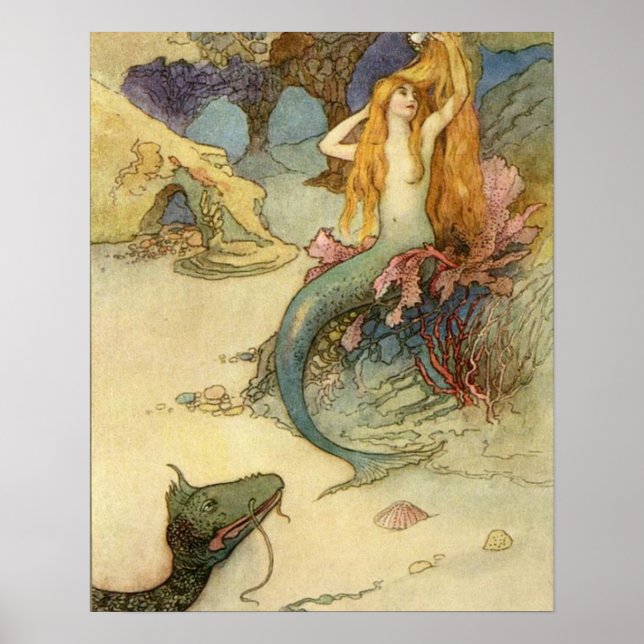 Poster La sirène et le dragon par warwick goble (Devant)