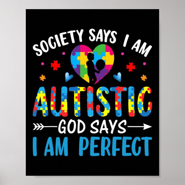 Poster La société dit que je suis autiste Dieu dit que je (Devant)