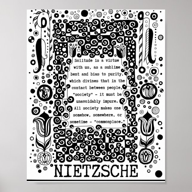 Poster La solitude est une citation de vertu de Nietzsche (Devant)