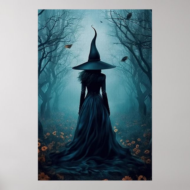 Poster La Sorcière Twilight Forêt foncée Mur gothique Vin (Devant)