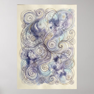 Poster La spirale douce de l'art mural Lumière ancestrale