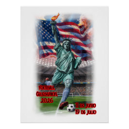 Poster La statue de la Liberté célébrant le football sur