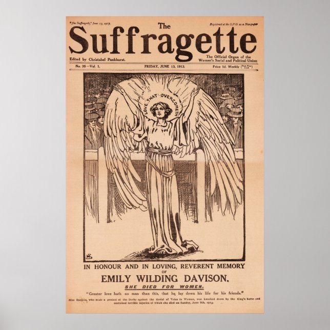 Poster La Suffragette, Emily Davison, Vintage (Devant)