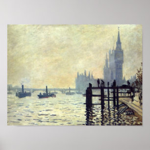 Poster La Tamise en contrebas de Westminster - Claude Mon