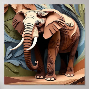 Poster La tante de l'éléphant dans des tons terreux de pa