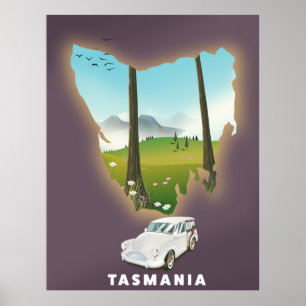 Poster La Tasmanie a illustré carte de voyage poster.