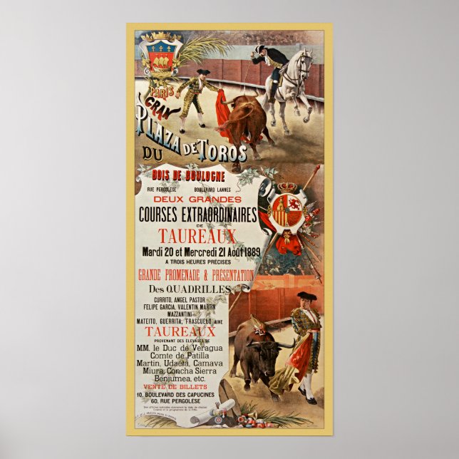 Poster La tauromachie ~ Deux grandes courses de taureaux  (Devant)