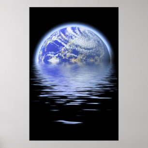Poster La terre au-dessus des ondulations de l'eau