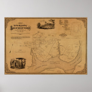 Poster La terre de 1859 Washington de carte chez le Mont