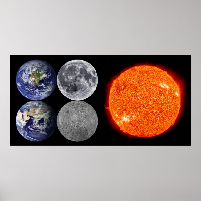 Poster La Terre et la Lune de l'espace et du soleil (Devant)