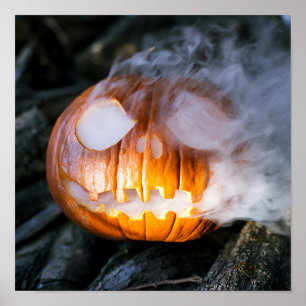 Poster La tête Jack-o-Lantern d'un cavalier sans tête