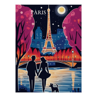 Poster La Tour Eiffel, point de repère de Paris
