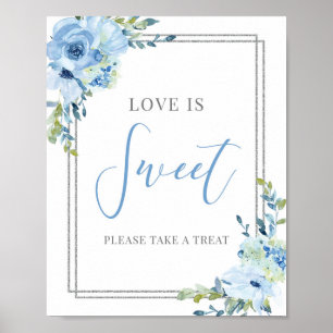 Poster La typographie moderne l'amour bleu poussiéreux es