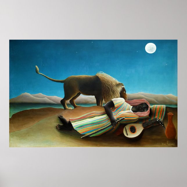 Poster La Tzigane endormie par Henri Rousseau (1897) (Devant)