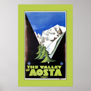 Poster La vallée de l'affiche de voyage d'Alpes d'Aosta