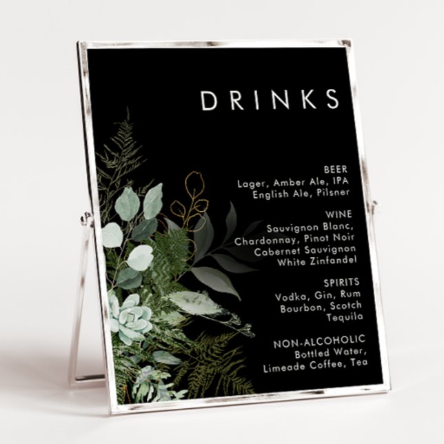 Poster La verdure et la feuille d'or | Menu des boissons  (Créateur téléchargé)