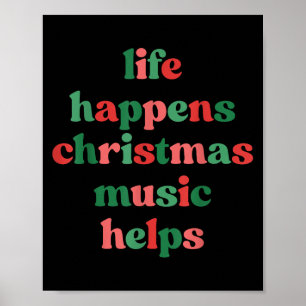 Poster La vie arrive Musique de Noël aide Rétro Groovy Sa