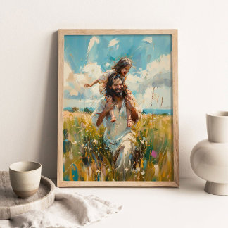 Poster La vie avec lui, Jésus-Christ et la petite fille q
