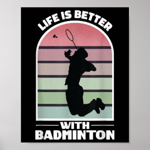 Poster La vie de badminton drôle jeu rétro