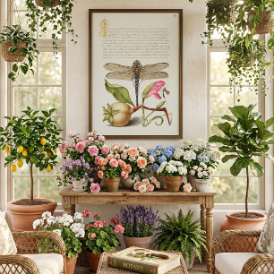 Poster La vie du jardin, Libellule, Poire, Œillet et Inse