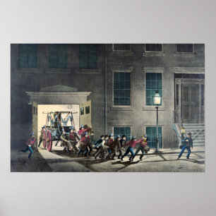 Poster La vie d'un pompier - L'alarme nocturne - 1854