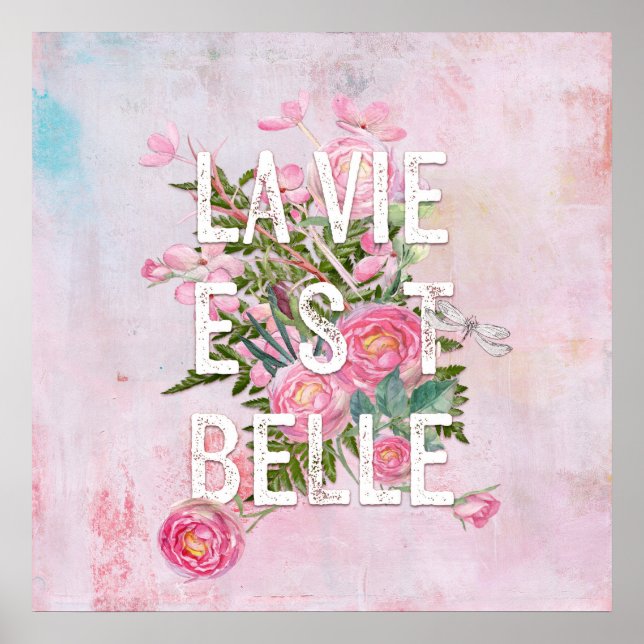 Poster La vie est belle-Fleur Floral Vie magnifique (Devant)