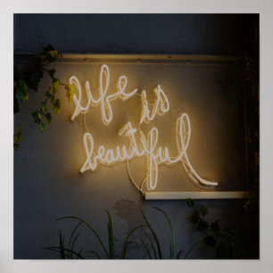 Poster La vie est belle lumière néon