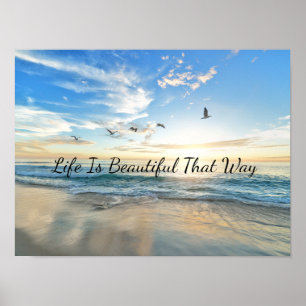 Poster La vie est belle Vagues de l'océan Lever du soleil