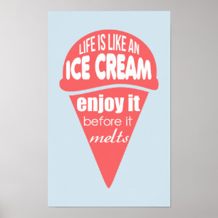 Poster La vie est comme une citation de slogan de crème