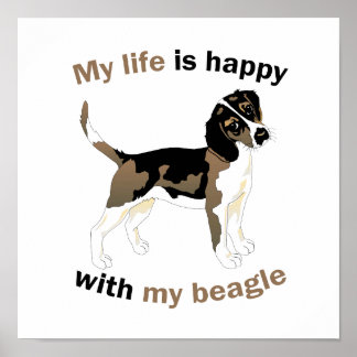 Poster La vie est heureuse avec mon beagle