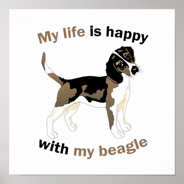 Poster La vie est heureuse avec mon beagle (Devant)