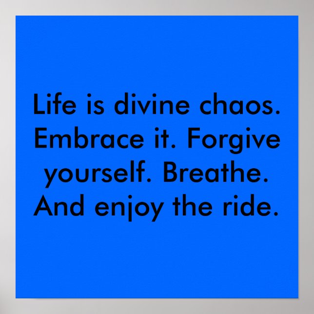 Poster La vie est le chaos divin. Embrasse-le. Pardonne l (Devant)