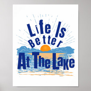 Poster La vie est meilleure au lac Pêche en bateau Gif