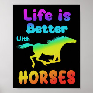 Poster La Vie Est Meilleure Avec Les Chevaux Horseback Éq